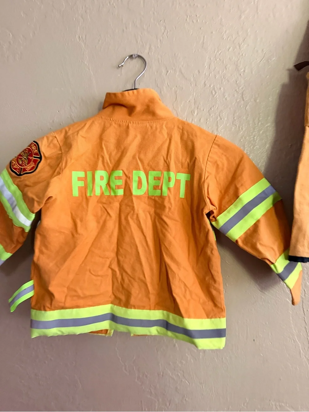 Kids Orange Firefighter Costume Jacket & Pants Set
